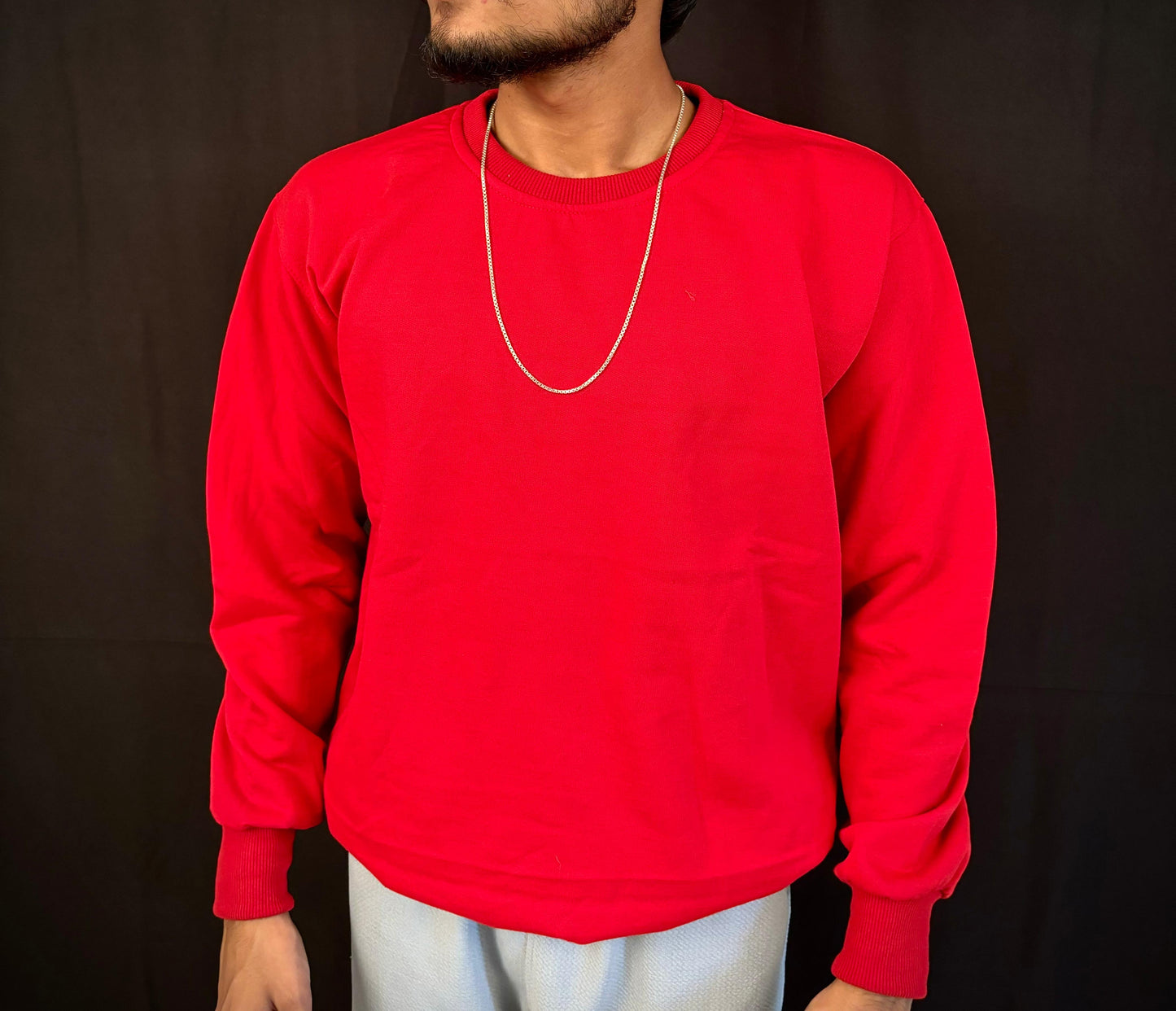 Dark Red Solid Plain Sweatshirt