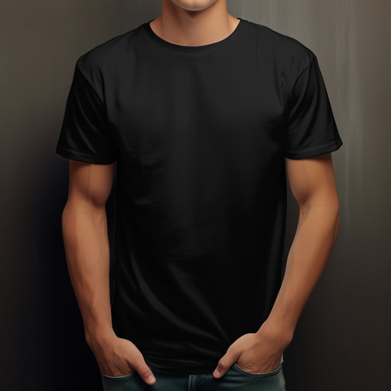 Solid Plain Men's Cotton T-Shirt Black