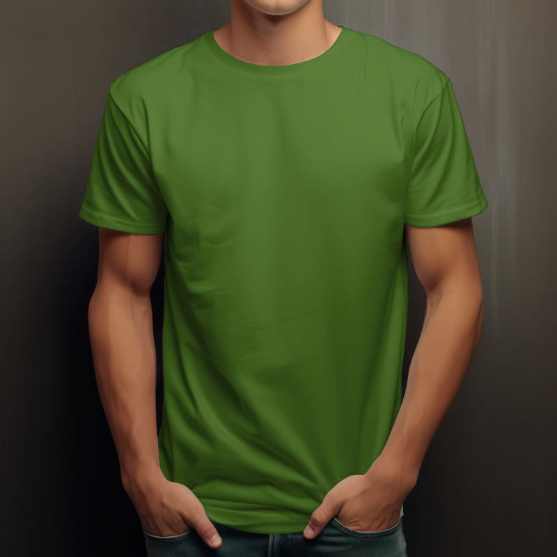 Solid Plain Men's Cotton T-Shirt Olive Green