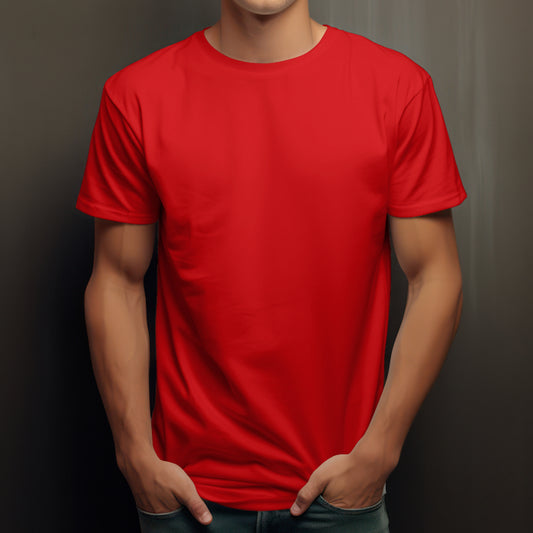 Solid Plain Men's Cotton T-Shirt Red