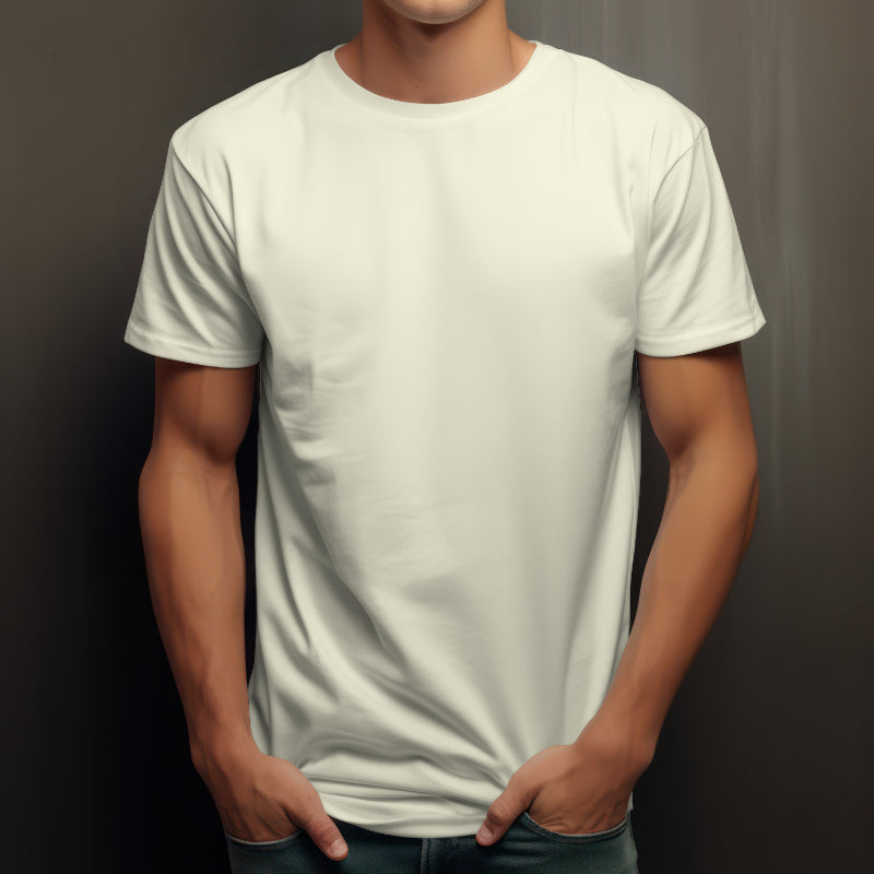 Solid Plain Men's Cotton T-Shirt Off White