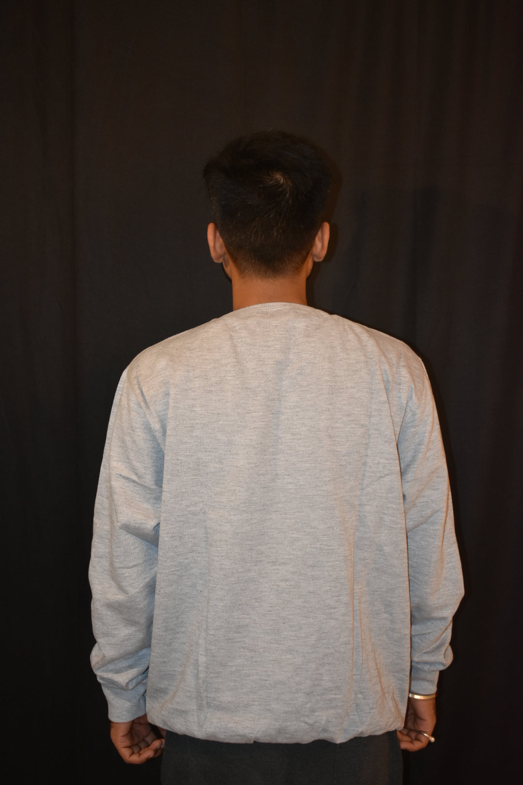 Grey Solid Plain Sweatshirt