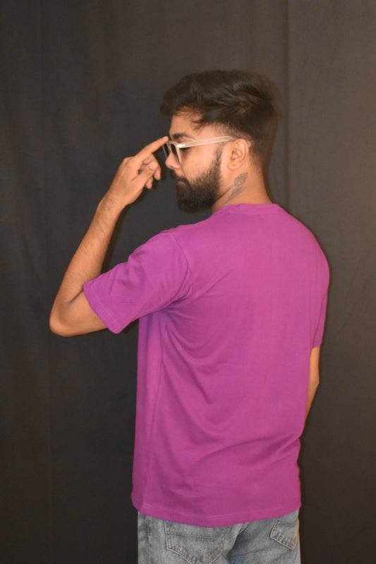 Solid Plain Men's Cotton T-shirt Purple