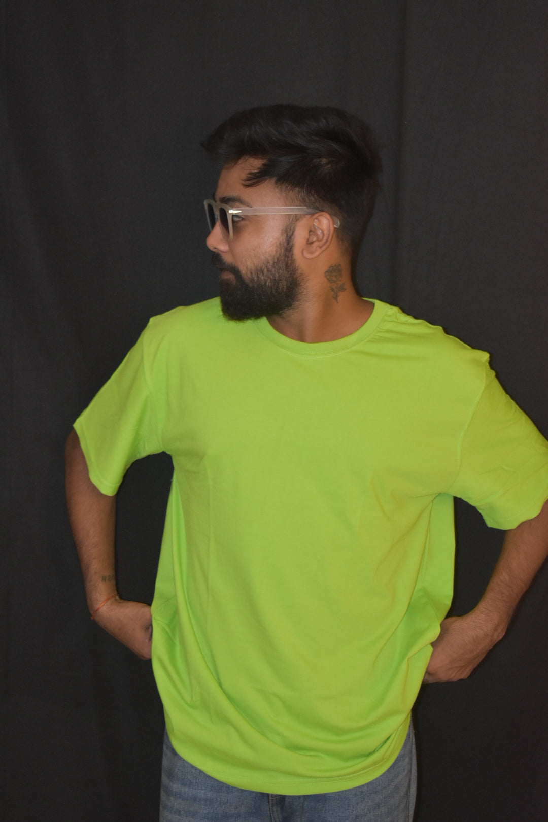 Oversized Men's Cotton T-Shirt Neon Green