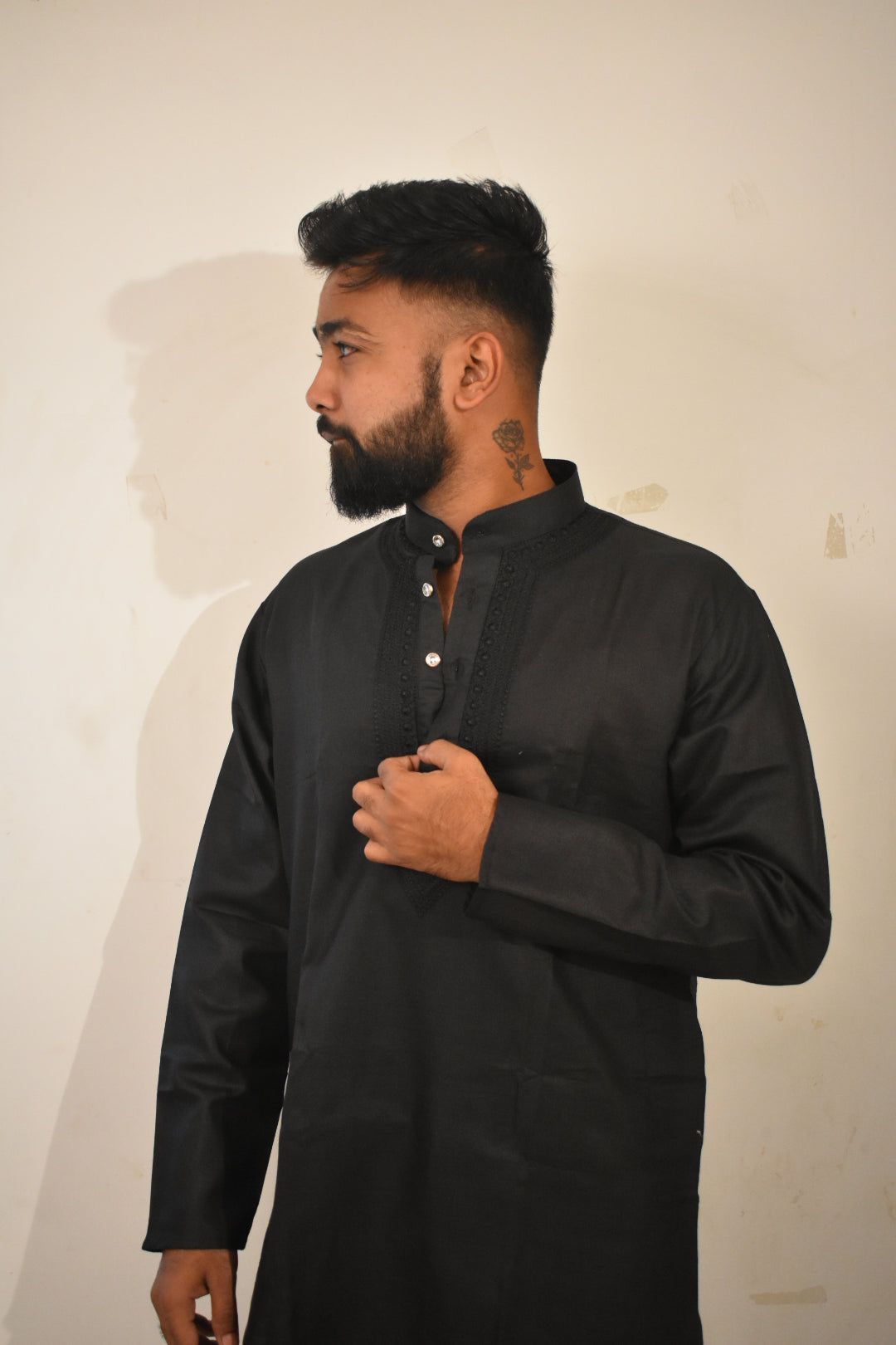 Pure Cotton Plain Premium Quality Kurta Black