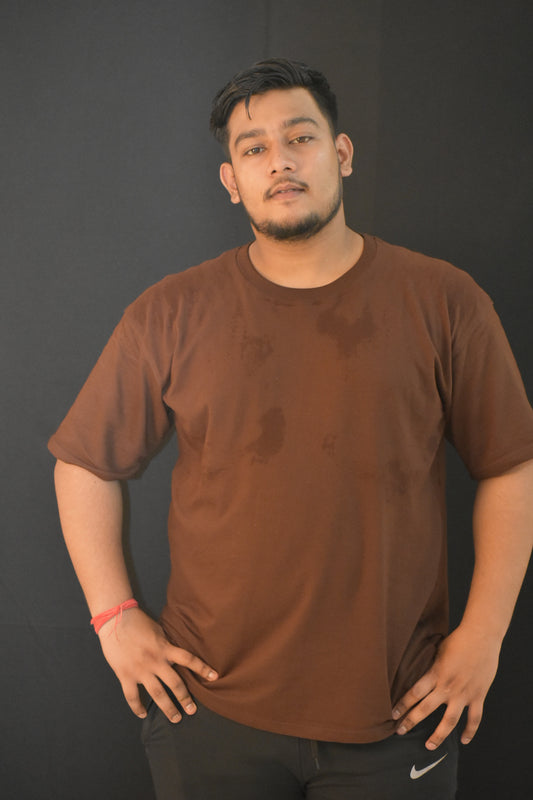 Oversized Men's Cotton T-Shirt Brown