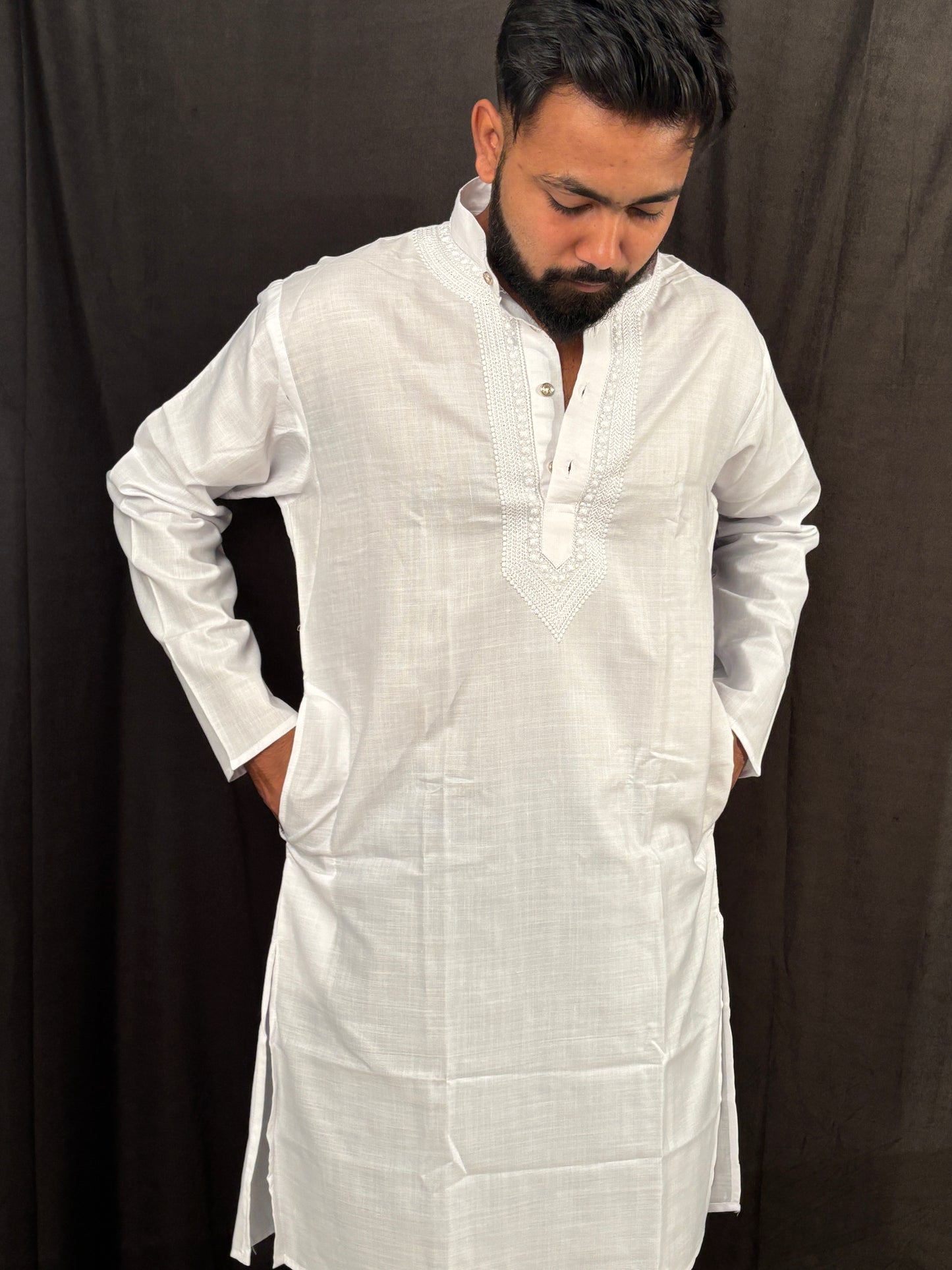 Pure Cotton Plain Premium Quality Kurta White