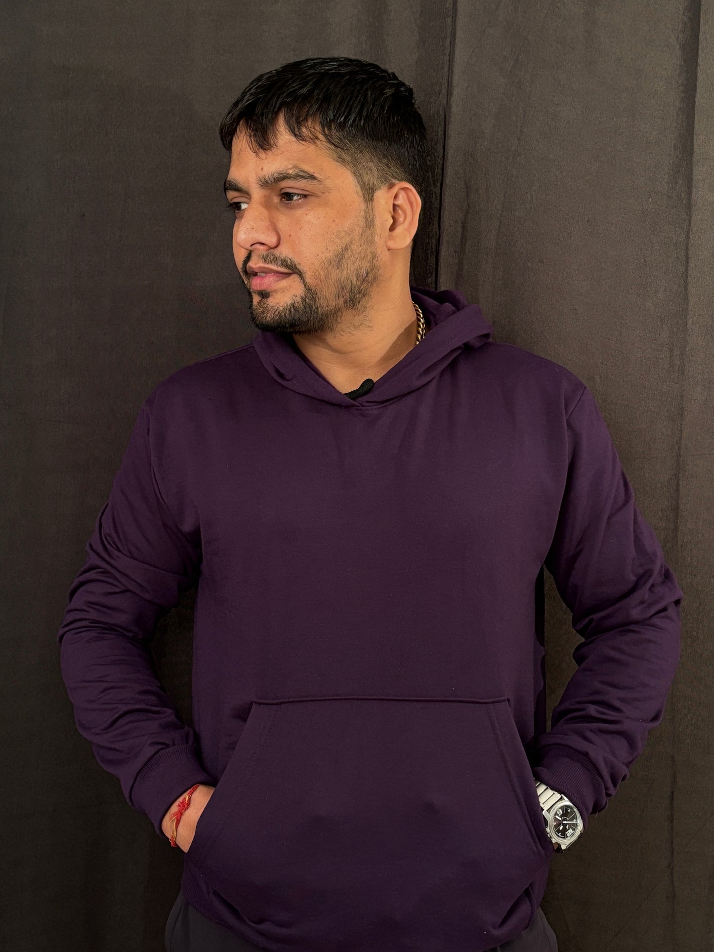 Solid Plain Hoodies Purple