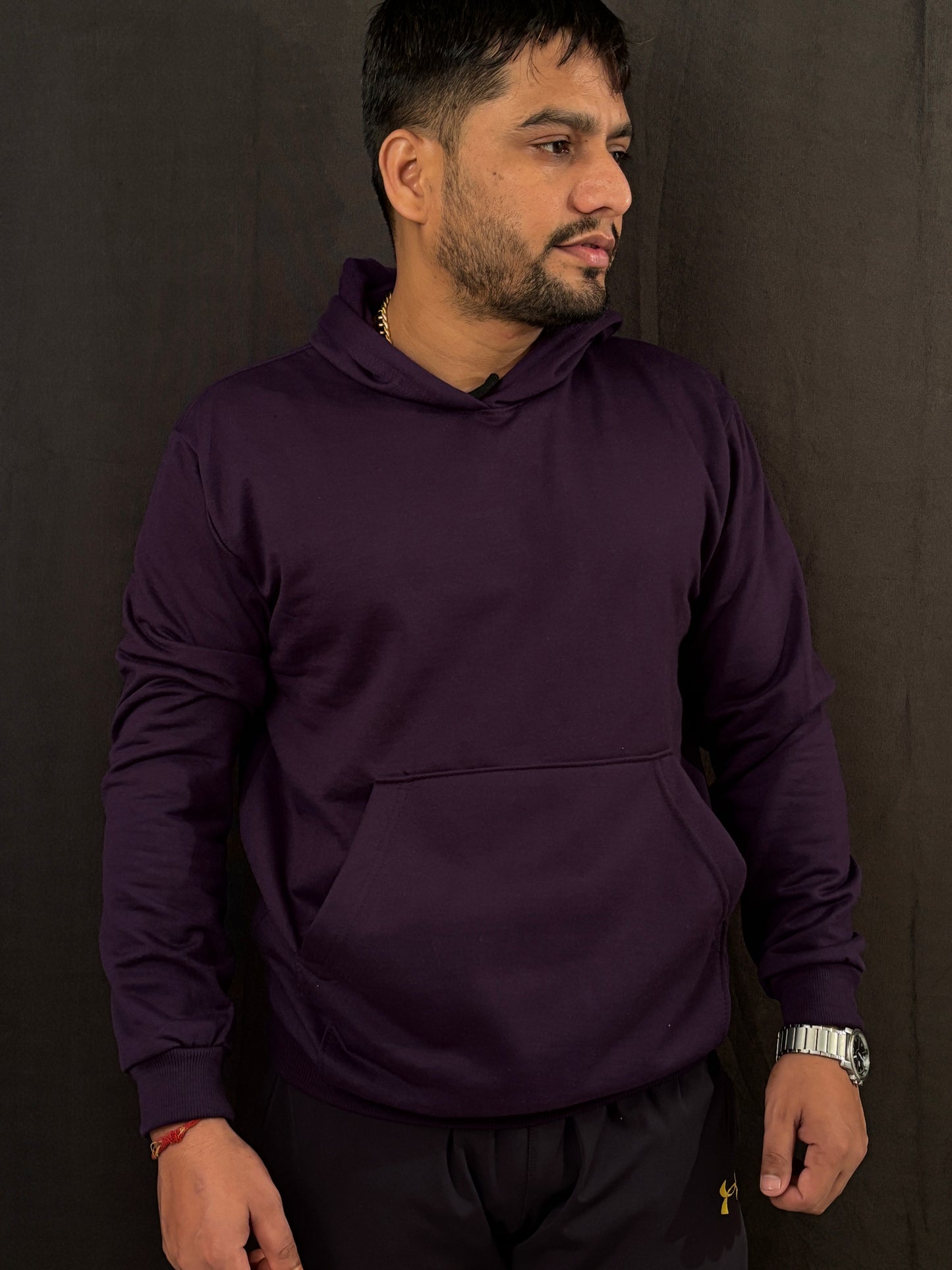 Solid Plain Hoodies Purple