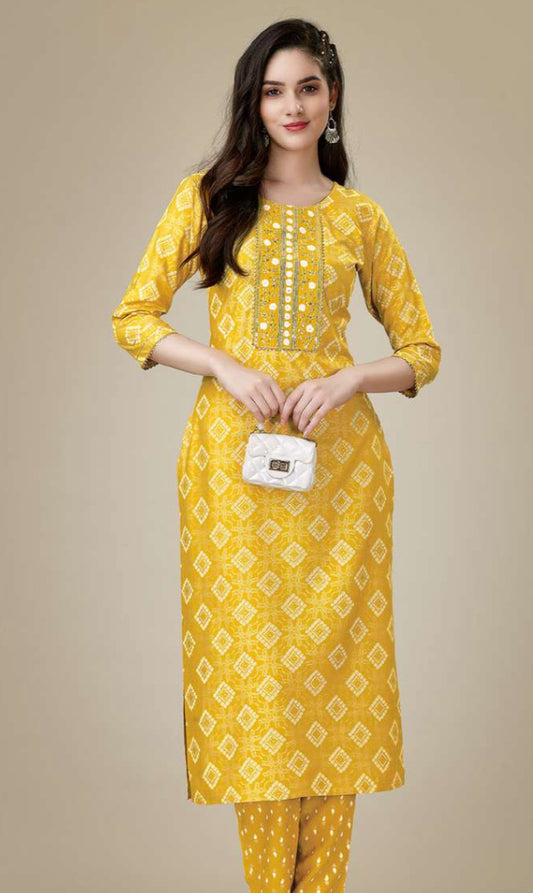 Heavy Rayon Kurti Embroidery , Pant & Kurta Liva