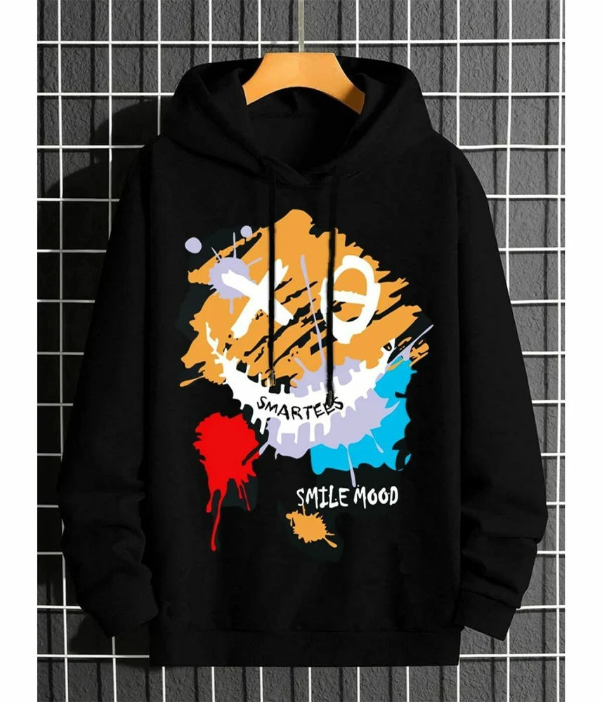 Doodle Black Printed Hoodies