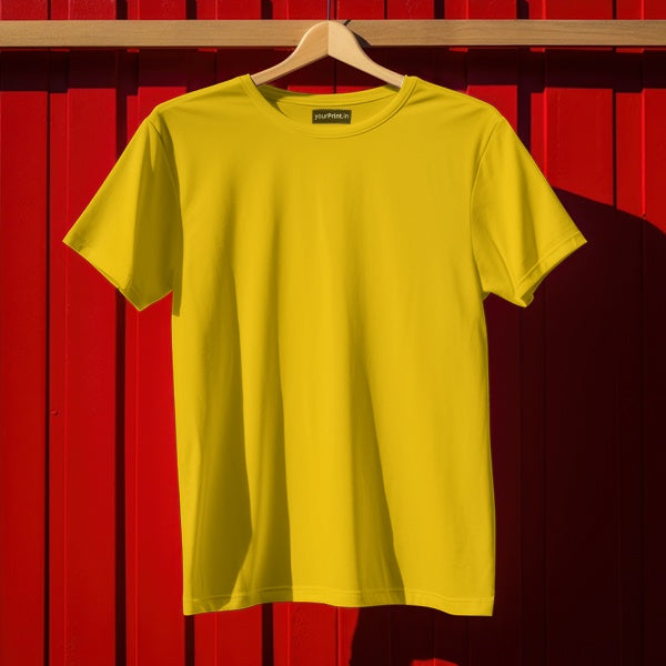 Solid Plain Men's Cotton T Shirt Yellow