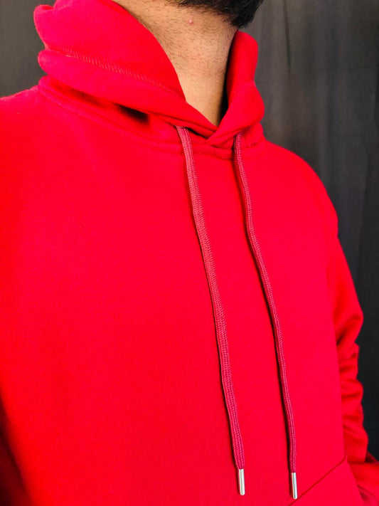 Solid Plain Hoodies Red