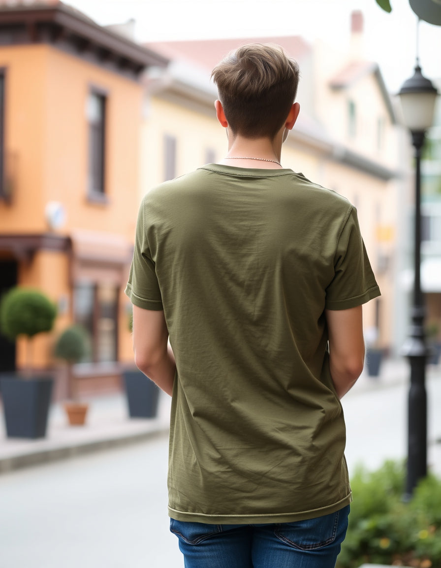 Solid Plain Men's Cotton T-Shirt Olive Green